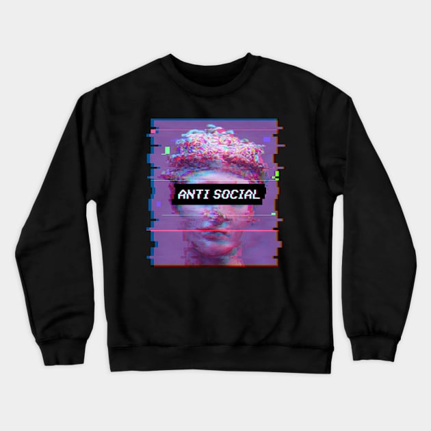 Antisocial David Statue Michelangelo Vaporwave Crewneck Sweatshirt by Alex21